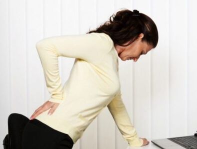 Back pain in the lumbar column